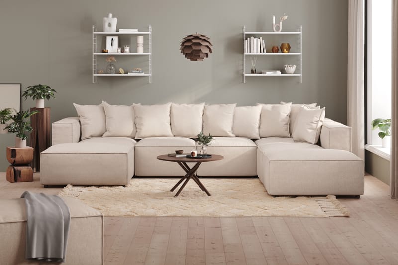 Sofa 5-seters U-Sofa Narender - Beige - U-sofa