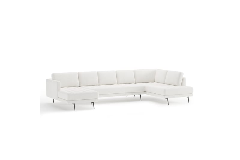 Sofa m. Divan och Sjeselong Samella 6-seters - Hvit - U-sofa