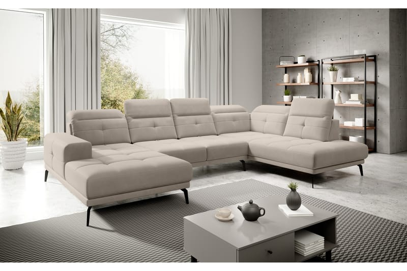 Sofa m. Divan og Sjeselong Hago - Beige - Møbler - Sofaer - U-sofa