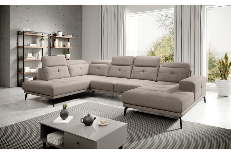 Sofa m. Divan og Sjeselong Hago - Beige - U-sofa