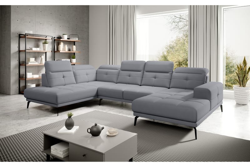 Sofa m. Divan og Sjeselong Hago - Grå - Møbler - Sofaer - U-sofa