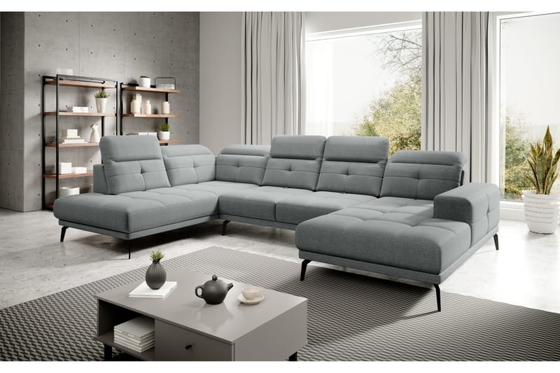 Sofa m. Divan og Sjeselong Hago - Grå - U-sofa