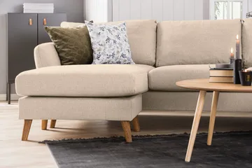 Trend 4-seters Høyrevendt U-formet Sofa med Divan og Sjeselong i Stoff - Beige - Møbler - Sofaer - U-sofa