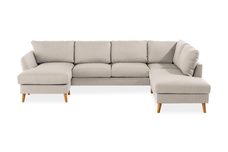 Trend 4-seters Høyrevendt U-formet Sofa med Divan og Sjeselong i Stoff, Beige