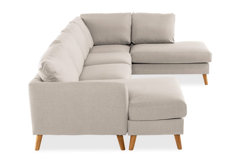 Trend 4-seters Høyrevendt U-formet Sofa med Divan og Sjeselong i Stoff - Beige - Møbler - Sofaer - U-sofa