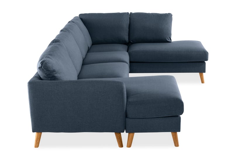Trend 4-seters Høyrevendt U-formet Sofa med Divan og Sjeselong i Stoff - Blå - Møbler - Sofaer - U-sofa