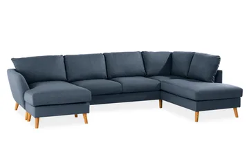 Trend 4-seters Høyrevendt U-formet Sofa med Divan og Sjeselong i Stoff - Blå - Møbler - Sofaer - U-sofa