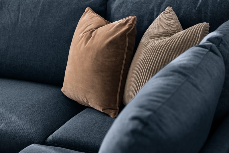Trend 4-seters Høyrevendt U-formet Sofa med Divan og Sjeselong i Stoff - Blå - Møbler - Sofaer - U-sofa