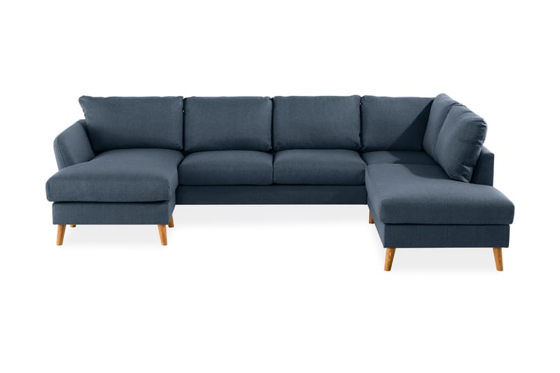 Trend 4-seters Høyrevendt U-formet Sofa med Divan og Sjeselong i Stoff - Blå - Møbler - Sofaer - U-sofa