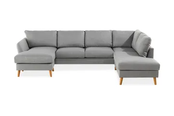 Trend 4-seters Høyrevendt U-formet Sofa med Divan og Sjeselong i Stoff - Grå - Møbler - Sofaer - U-sofa