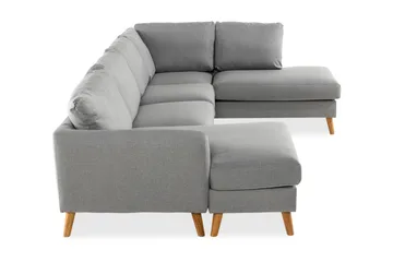 Trend 4-seters Høyrevendt U-formet Sofa med Divan og Sjeselong i Stoff - Grå - Møbler - Sofaer - U-sofa