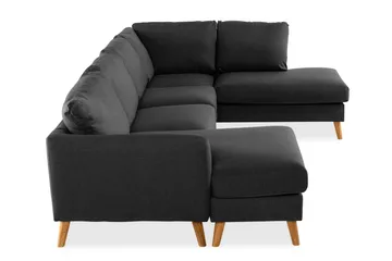 Trend 4-seters Høyrevendt U-formet Sofa med Divan og Sjeselong i Stoff - Svart - Møbler - Sofaer - U-sofa