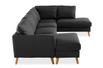 Trend 4-seters Høyrevendt U-formet Sofa med Divan og Sjeselong i Stoff - Svart - Møbler - Sofaer - U-sofa