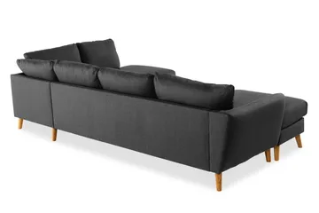 Trend 4-seters Høyrevendt U-formet Sofa med Divan og Sjeselong i Stoff - Svart - Møbler - Sofaer - U-sofa