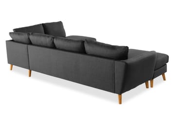 Trend 4-seters Høyrevendt U-formet Sofa med Divan og Sjeselong i Stoff - Svart - Møbler - Sofaer - U-sofa