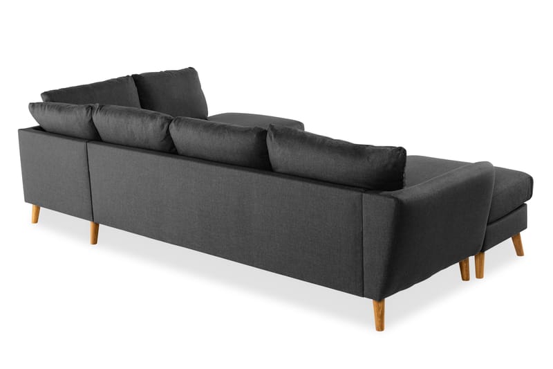 Trend 4-seters Høyrevendt U-formet Sofa med Divan og Sjeselong i Stoff - Svart - Møbler - Sofaer - U-sofa