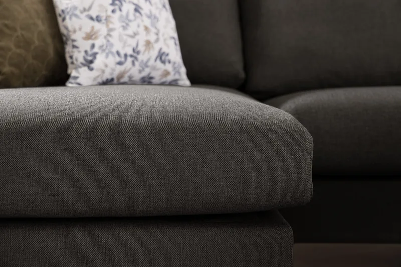 Trend 4-seters Høyrevendt U-formet Sofa med Divan og Sjeselong i Stoff - Svart - Møbler - Sofaer - U-sofa