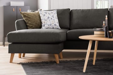 Trend 4-seters Høyrevendt U-formet Sofa med Divan og Sjeselong i Stoff - Svart - Møbler - Sofaer - U-sofa