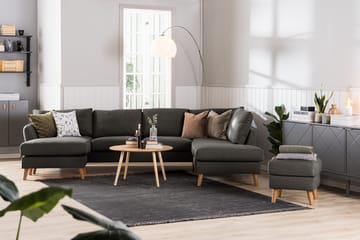 Trend 4-seters Høyrevendt U-formet Sofa med Divan og Sjeselong i Stoff - Svart - Møbler - Sofaer - U-sofa