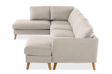 Trend 4-seters Venstrevendt U-formet Sofa med Divan og Sjeselong i Stoff - Beige - Møbler - Sofaer - U-sofa