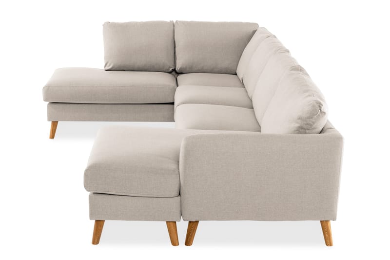 Trend 4-seters Venstrevendt U-formet Sofa med Divan og Sjeselong i Stoff - Beige - Møbler - Sofaer - U-sofa