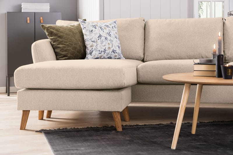 Trend 4-seters Venstrevendt U-formet Sofa med Divan og Sjeselong i Stoff - Beige - Møbler - Sofaer - U-sofa