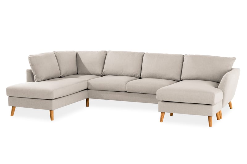 Trend 4-seters Venstrevendt U-formet Sofa med Divan og Sjeselong i Stoff - Beige - Møbler - Sofaer - U-sofa