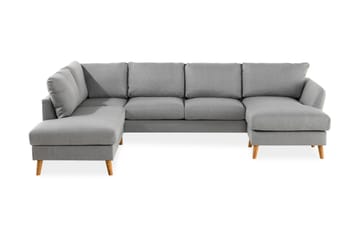 Trend 4-seters Venstrevendt U-formet Sofa med Divan og Sjeselong i Stoff - Grå - Møbler - Sofaer - U-sofa