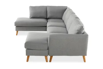 Trend 4-seters Venstrevendt U-formet Sofa med Divan og Sjeselong i Stoff - Grå - Møbler - Sofaer - U-sofa