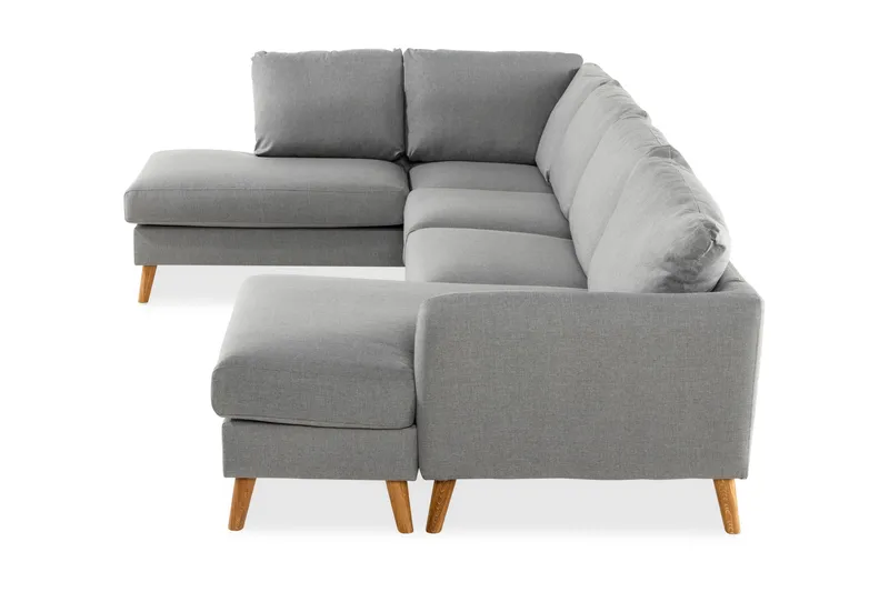Trend 4-seters Venstrevendt U-formet Sofa med Divan og Sjeselong i Stoff - Grå - Møbler - Sofaer - U-sofa