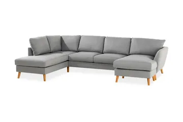 Trend 4-seters Venstrevendt U-formet Sofa med Divan og Sjeselong i Stoff - Grå - Møbler - Sofaer - U-sofa