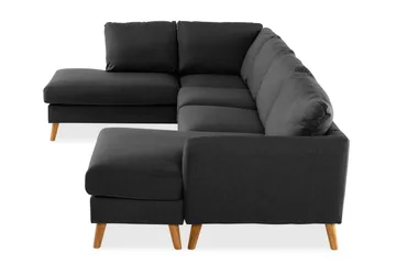 Trend 4-seters Venstrevendt U-formet Sofa med Divan og Sjeselong i Stoff - Svart - Møbler - Sofaer - U-sofa