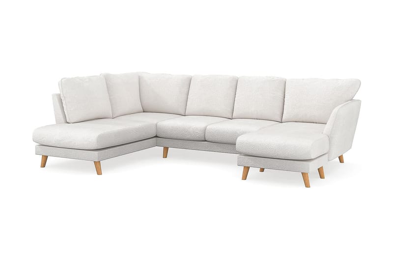 Trend Lyx 4-seters Høyrevendt U-formet Sofa med Divan og Sjeselong i Bouclé - Hvit - Møbler - Sofaer - U-sofa