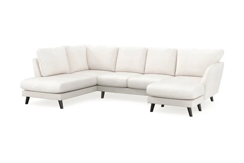 Trend Lyx 4-seters Høyrevendt U-formet Sofa med Divan og Sjeselong i Bouclé - Hvit - Møbler - Sofaer - Sofaer med sjeselong - 4 seters sofa med divan