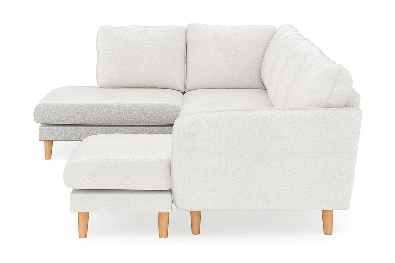 Trend Lyx 4-seters Høyrevendt U-formet Sofa med Divan og Sjeselong i Bouclé - Hvit - Møbler - Sofaer - U-sofa