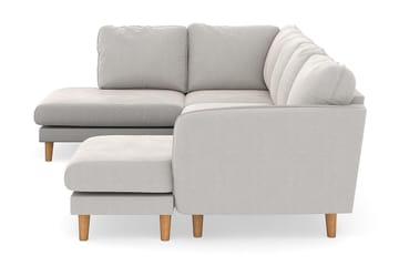 Trend Lyx 4-seters Høyrevendt U-formet Sofa med Divan og Sjeselong i Fløyel - Kremhvit - Møbler - Sofaer - U-sofa