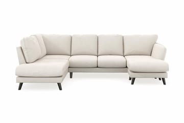 Trend Lyx 4-seters Høyrevendt U-formet Sofa med Divan og Sjeselong i Fløyel - Kremhvit - Møbler - Sofaer - U-sofa