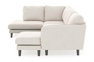 Trend Lyx 4-seters Høyrevendt U-formet Sofa med Divan og Sjeselong i Fløyel - Kremhvit - Møbler - Sofaer - U-sofa