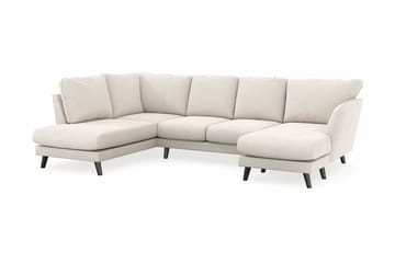 Trend Lyx 4-seters Høyrevendt U-formet Sofa med Divan og Sjeselong i Fløyel - Kremhvit - Møbler - Sofaer - U-sofa