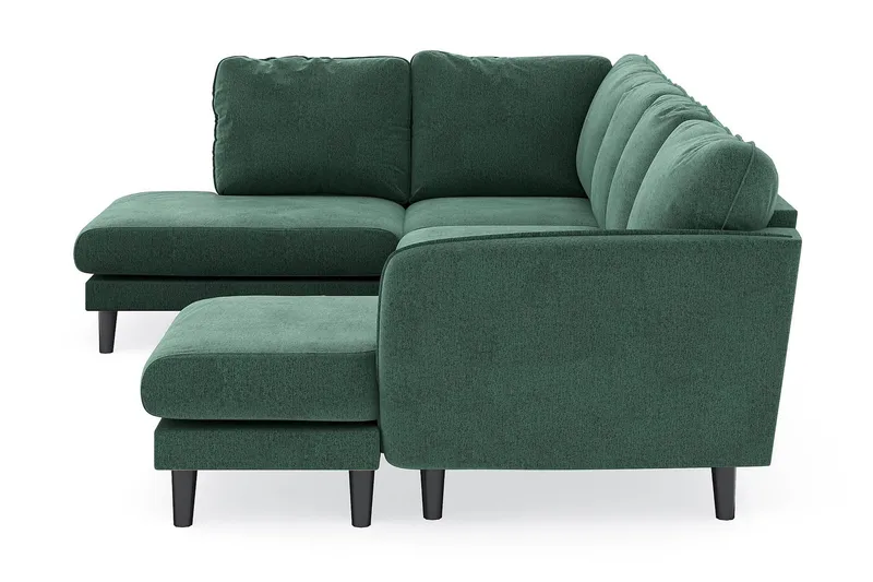 Trend Lyx 4-seters Høyrevendt U-formet Sofa med Divan og Sjeselong i Fløyel - Mørkegrønn - Møbler - Sofaer - U-sofa