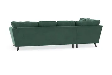 Trend Lyx 4-seters Høyrevendt U-formet Sofa med Divan og Sjeselong i Fløyel - Mørkegrønn - Møbler - Sofaer - U-sofa