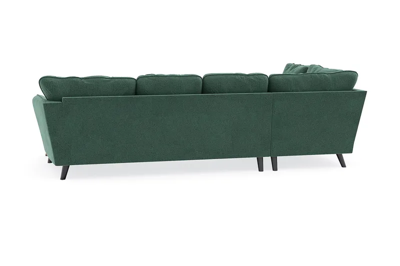 Trend Lyx 4-seters Høyrevendt U-formet Sofa med Divan og Sjeselong i Fløyel - Mørkegrønn - Møbler - Sofaer - U-sofa