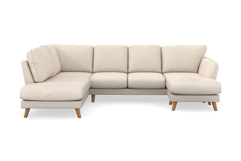 Trend Lyx 4-seters Høyrevendt U-formet Sofa med Divan og Sjeselong i Manchester - Beige - Møbler - Sofaer - U-sofa