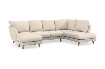 Trend Lyx 4-seters Høyrevendt U-formet Sofa med Divan og Sjeselong i Manchester - Beige - Møbler - Sofaer - U-sofa