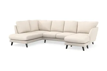Trend Lyx 4-seters Høyrevendt U-formet Sofa med Divan og Sjeselong i Manchester - Beige - Møbler - Sofaer - U-sofa