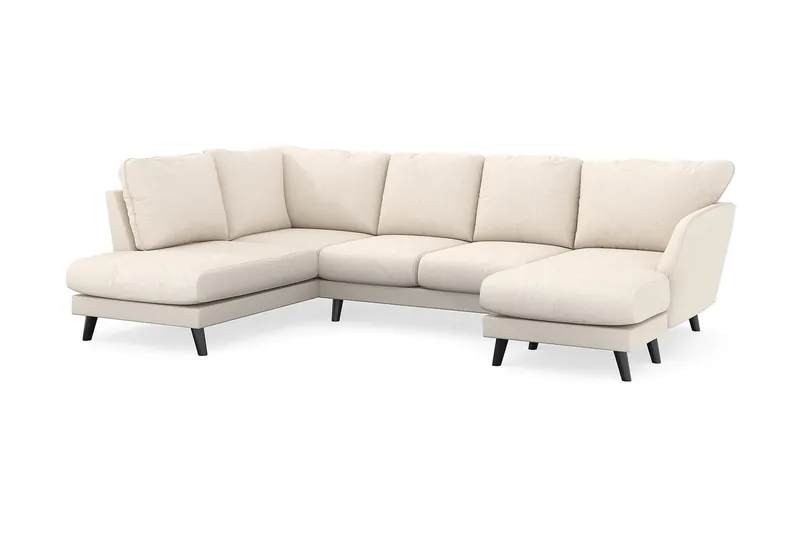 Trend Lyx 4-seters Høyrevendt U-formet Sofa med Divan og Sjeselong i Manchester - Beige - Møbler - Sofaer - U-sofa
