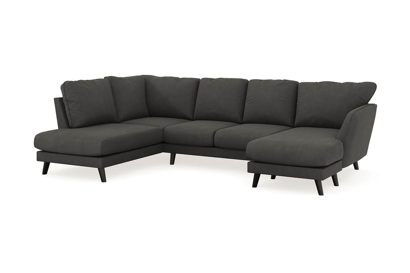 Trend Lyx 4-seters Høyrevendt U-formet Sofa med Divan og Sjeselong i Manchester - Mørk grå - Møbler - Sofaer - U-sofa
