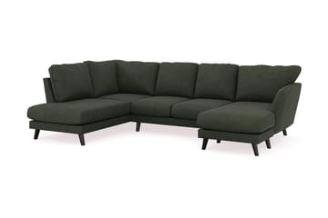 Trend Lyx 4-seters Høyrevendt U-formet Sofa med Divan og Sjeselong i Manchester - Mørkegrønn - Møbler - Sofaer - U-sofa