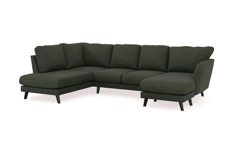 Trend Lyx 4-seters Høyrevendt U-formet Sofa med Divan og Sjeselong i Manchester - Mørkegrønn - Møbler - Sofaer - U-sofa
