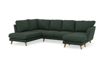Trend Lyx 4-seters Høyrevendt U-formet Sofa med Divan og Sjeselong i Manchester - Mørkegrønn - Møbler - Sofaer - U-sofa